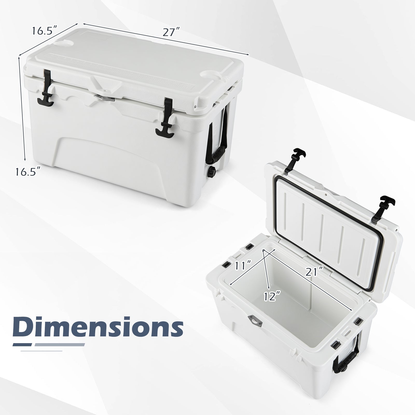 45 Quart Portable Hard Cooler Insulated Ice Chest Keeps Cool for up to 6 Days
