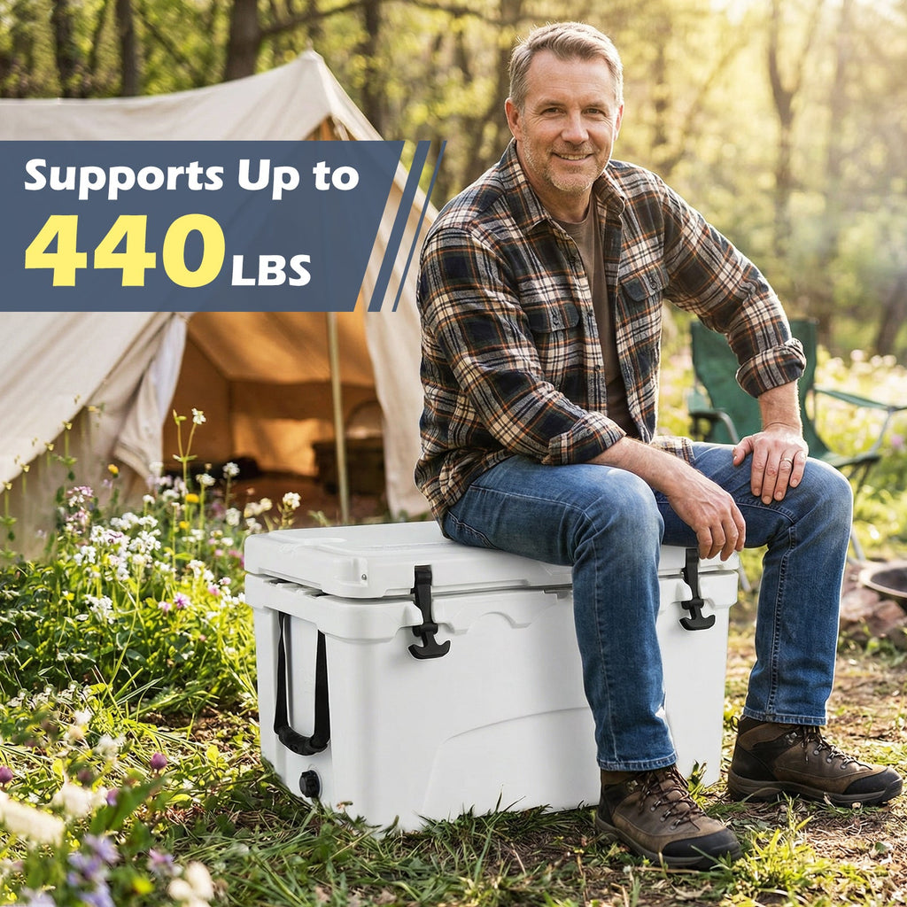 45 Quart Portable Hard Cooler Insulated Ice Chest Keeps Cool for up to 6 Days