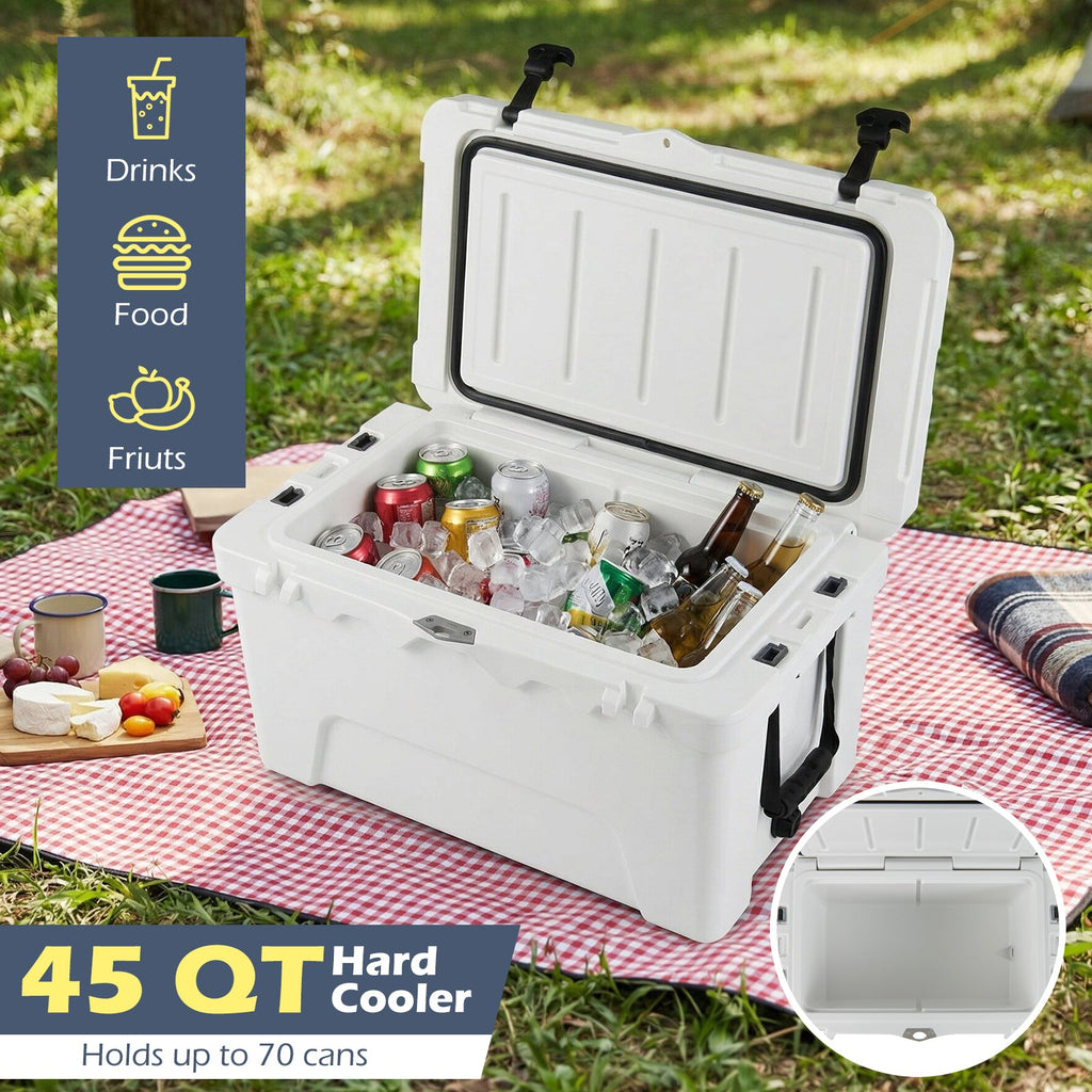 45 Quart Portable Hard Cooler Insulated Ice Chest Keeps Cool for up to 6 Days