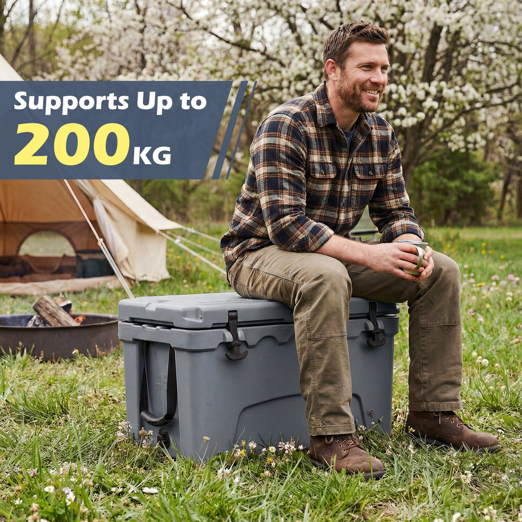 45 Quart Portable Hard Cooler Insulated Ice Chest Keeps Cool for up to 6 Days