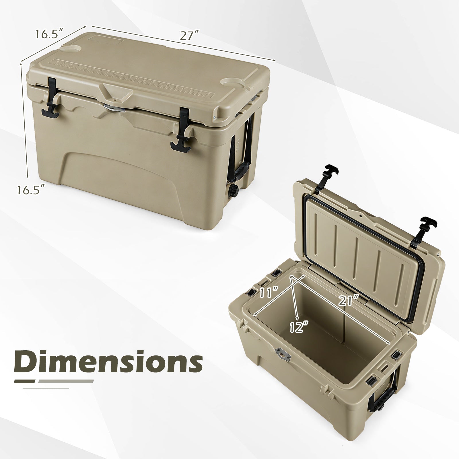 45 Quart Portable Hard Cooler Insulated Ice Chest Keeps Cool for up to 6 Days