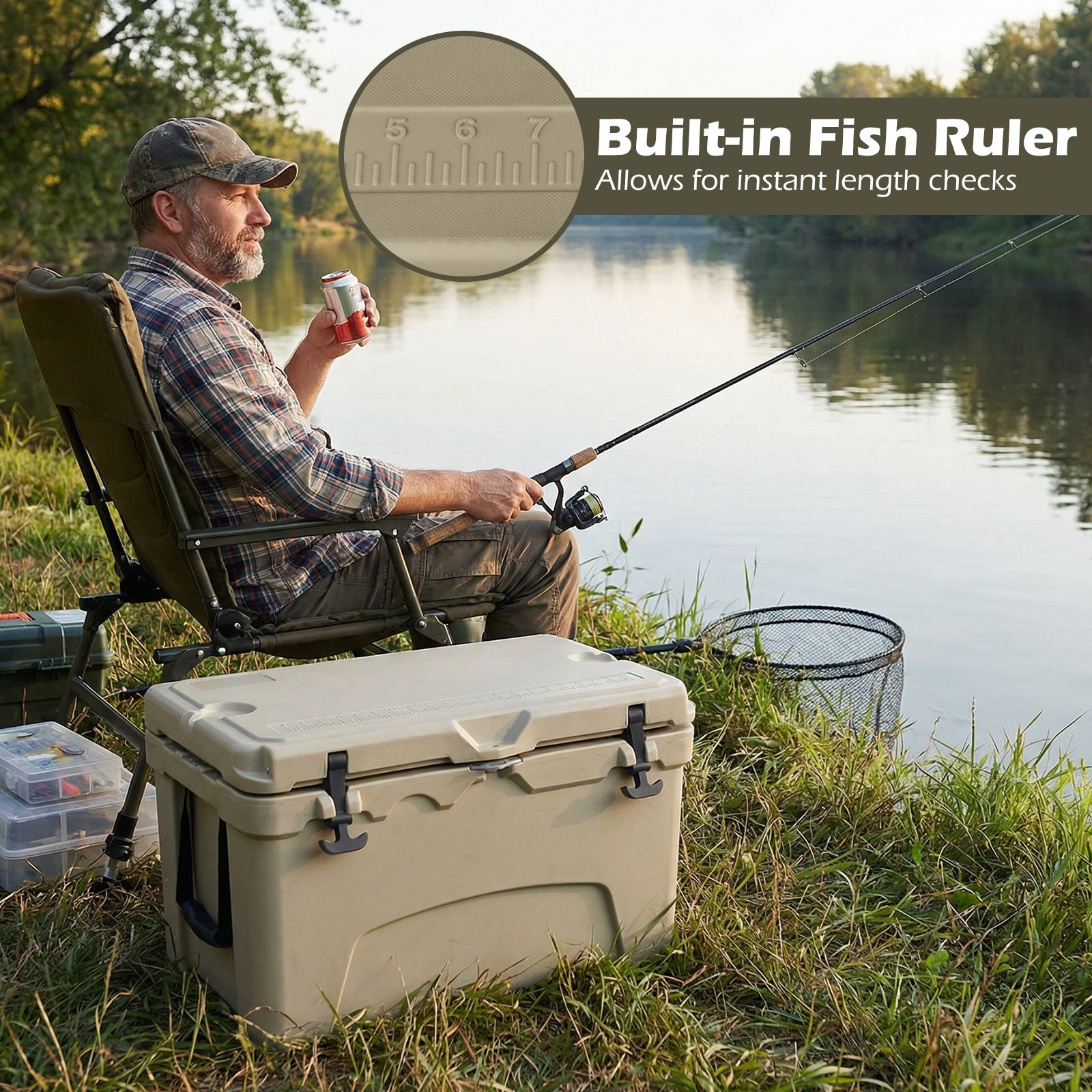 45 Quart Portable Hard Cooler Insulated Ice Chest Keeps Cool for up to 6 Days