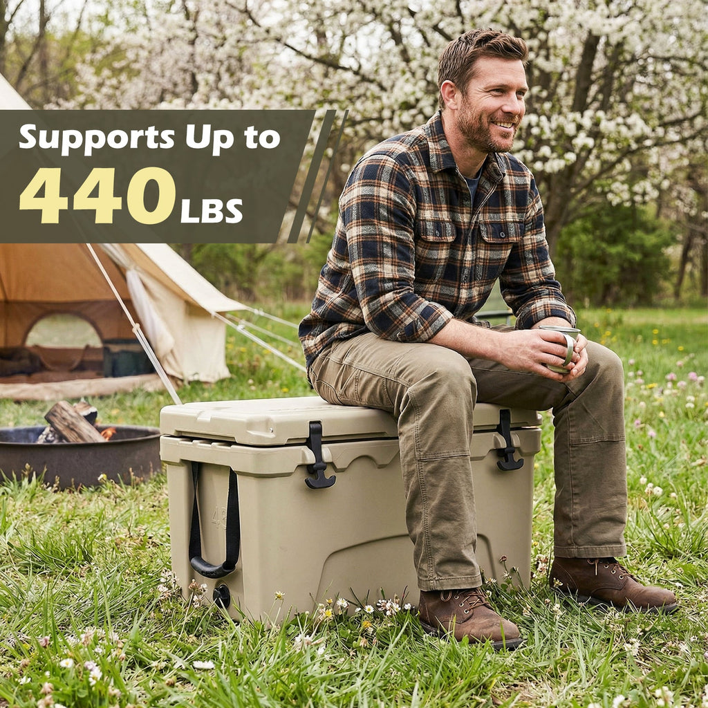 45 Quart Portable Hard Cooler Insulated Ice Chest Keeps Cool for up to 6 Days