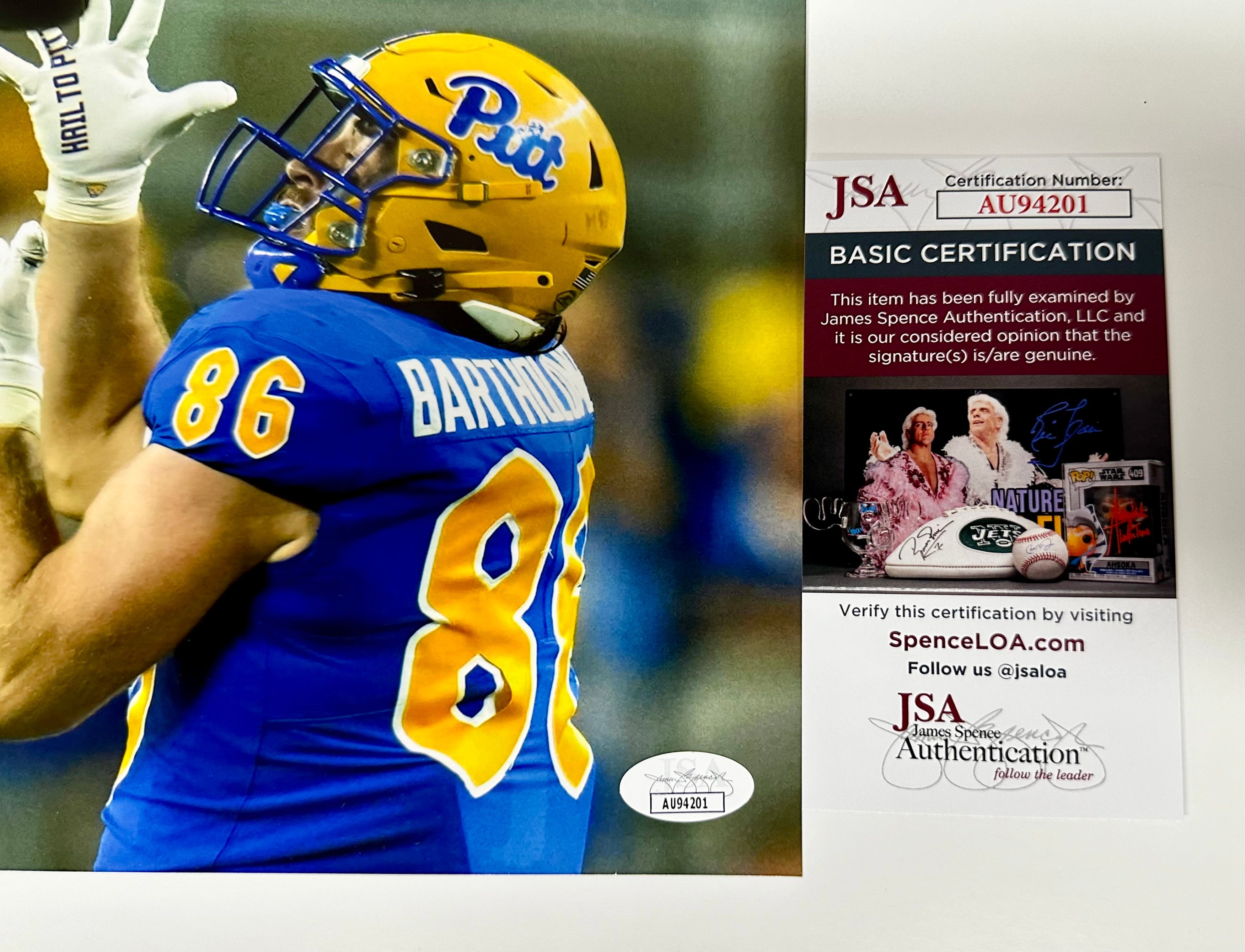 Gavin Bartholomew Signed PITT Pittsburgh Panthers 8x10 Photo With JSA COA