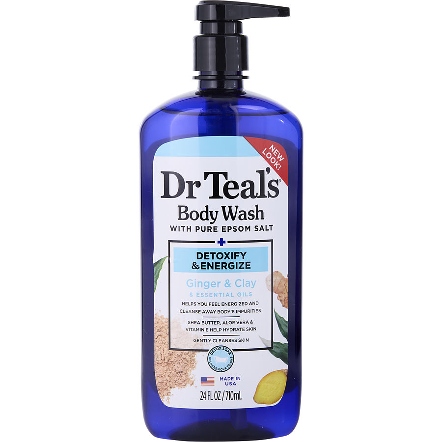 Body Wash With Pure Epsom Salt - Detoxify & Energize With Ginger & Clay --710ml/24oz