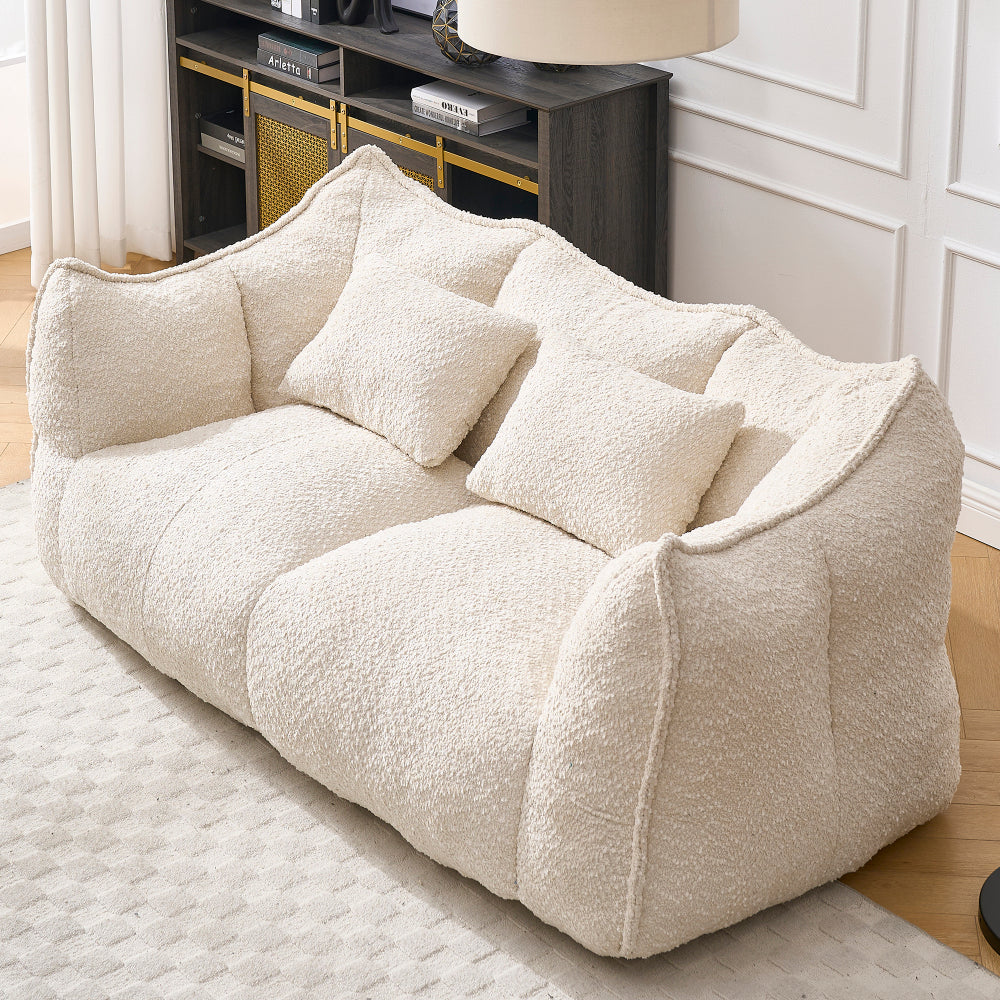 Oversized 2-Person Bean Bag Chair | Chenille Square Lounger with High-Resilience Foam, Armrests & Handle For Gaming, Reading & TV