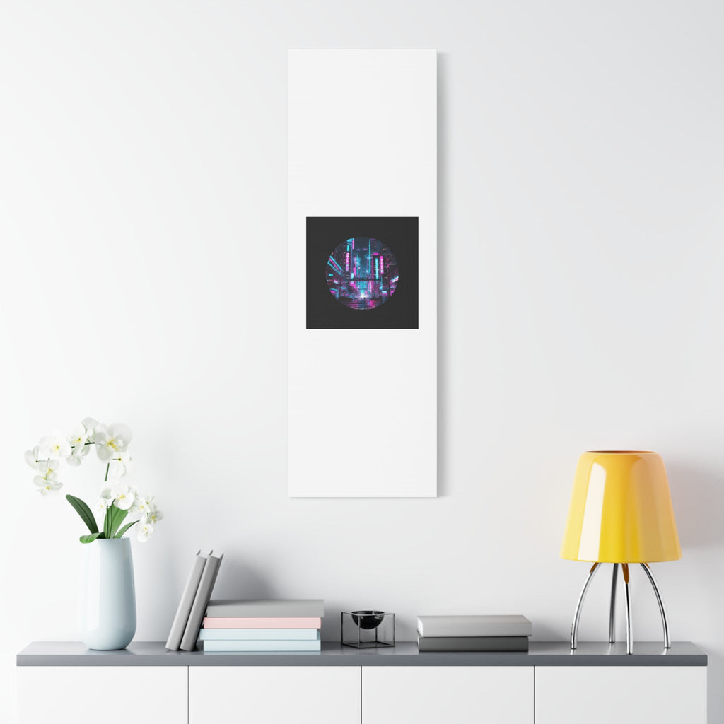 Neon Cyberpunk Cityscape Canvas | synthwave skyline, future city art