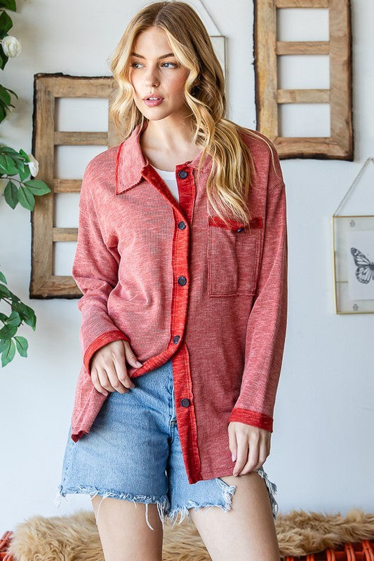 PLUS RUST 2TONE VINTAGE BUTTON JACKET