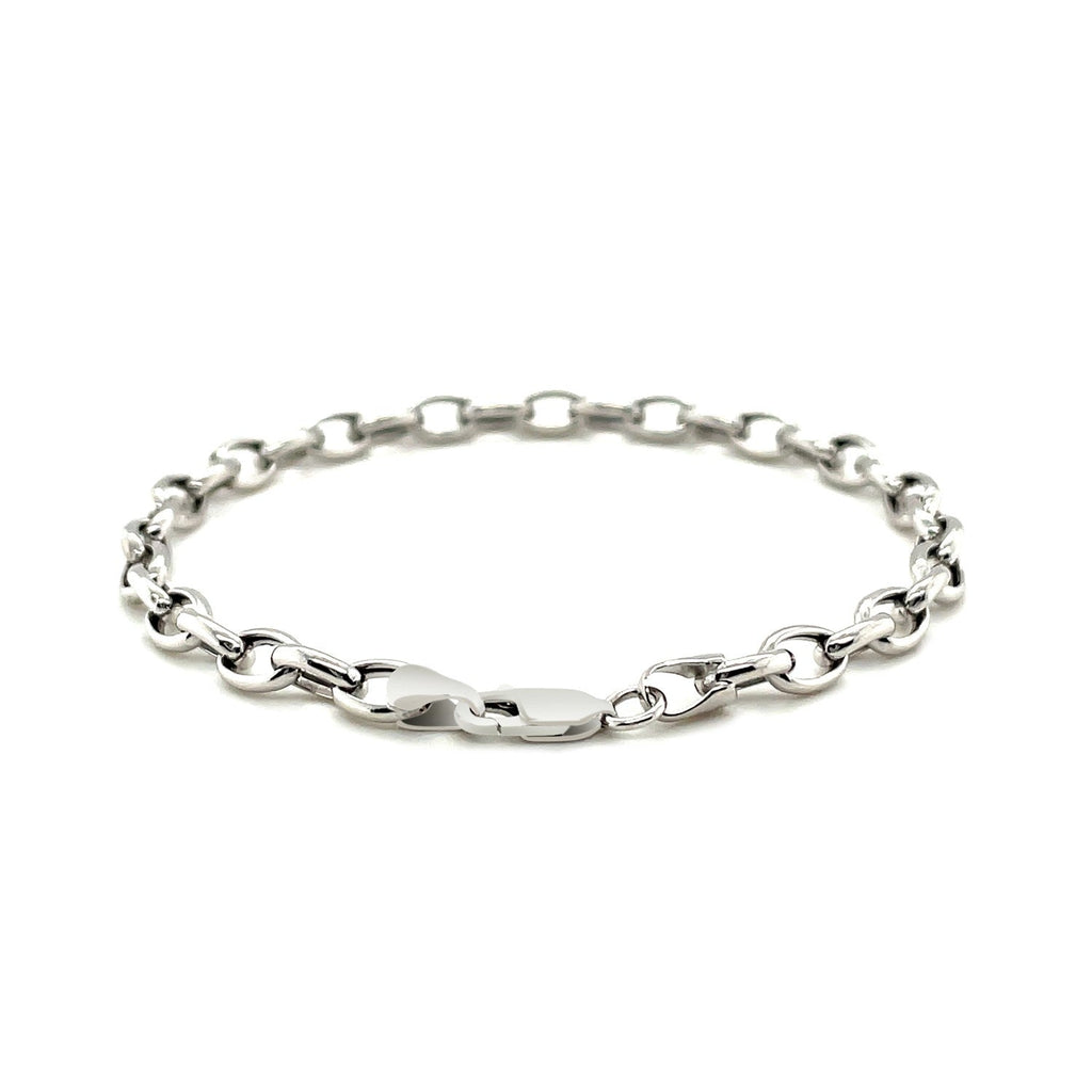 4.6mm 14k White Gold Oval Rolo Bracelet - PhishStones Products