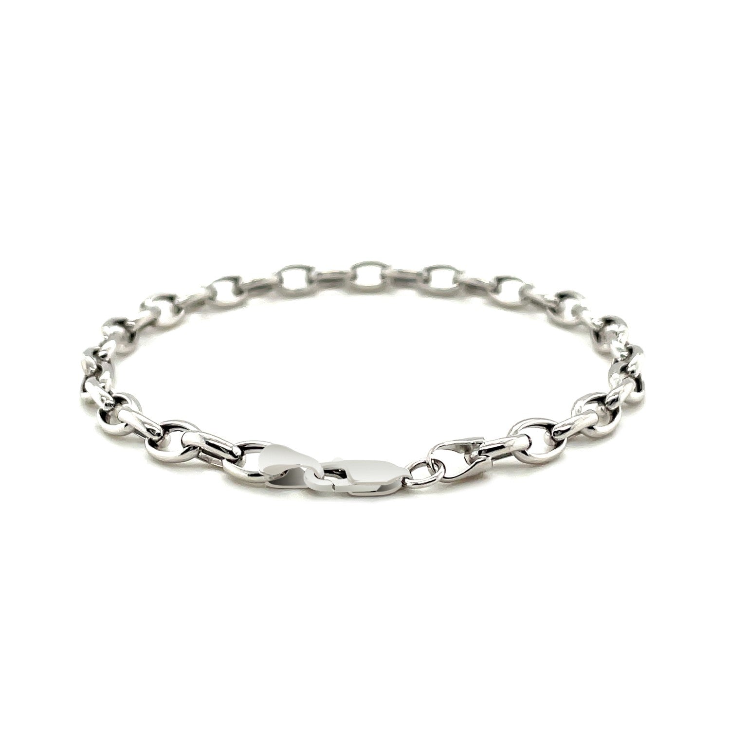 4.6mm 14k White Gold Oval Rolo Bracelet - PhishStones Products