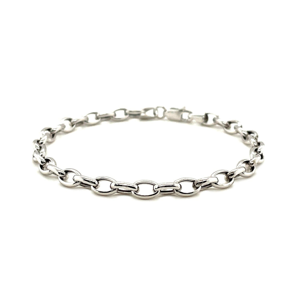 4.6mm 14k White Gold Oval Rolo Bracelet - PhishStones Products