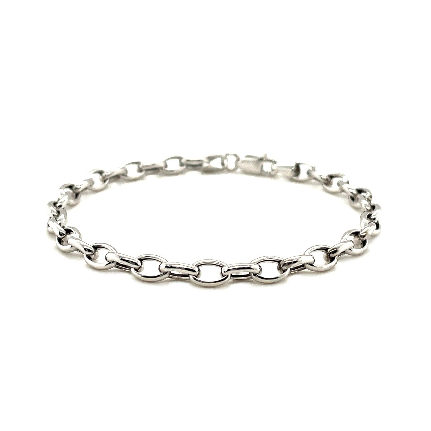 4.6mm 14k White Gold Oval Rolo Bracelet - PhishStones Products