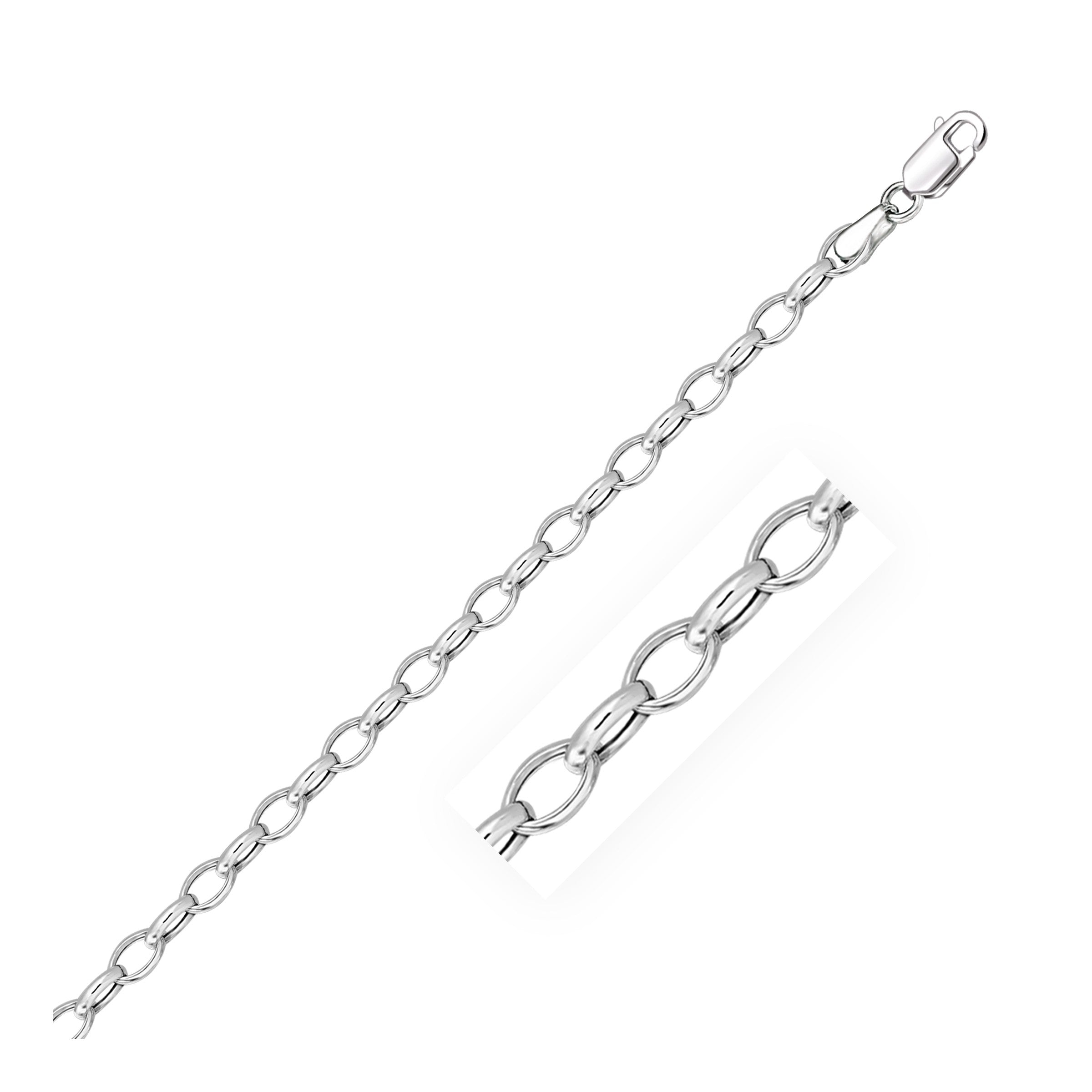 4.6mm 14k White Gold Oval Rolo Bracelet - PhishStones Products