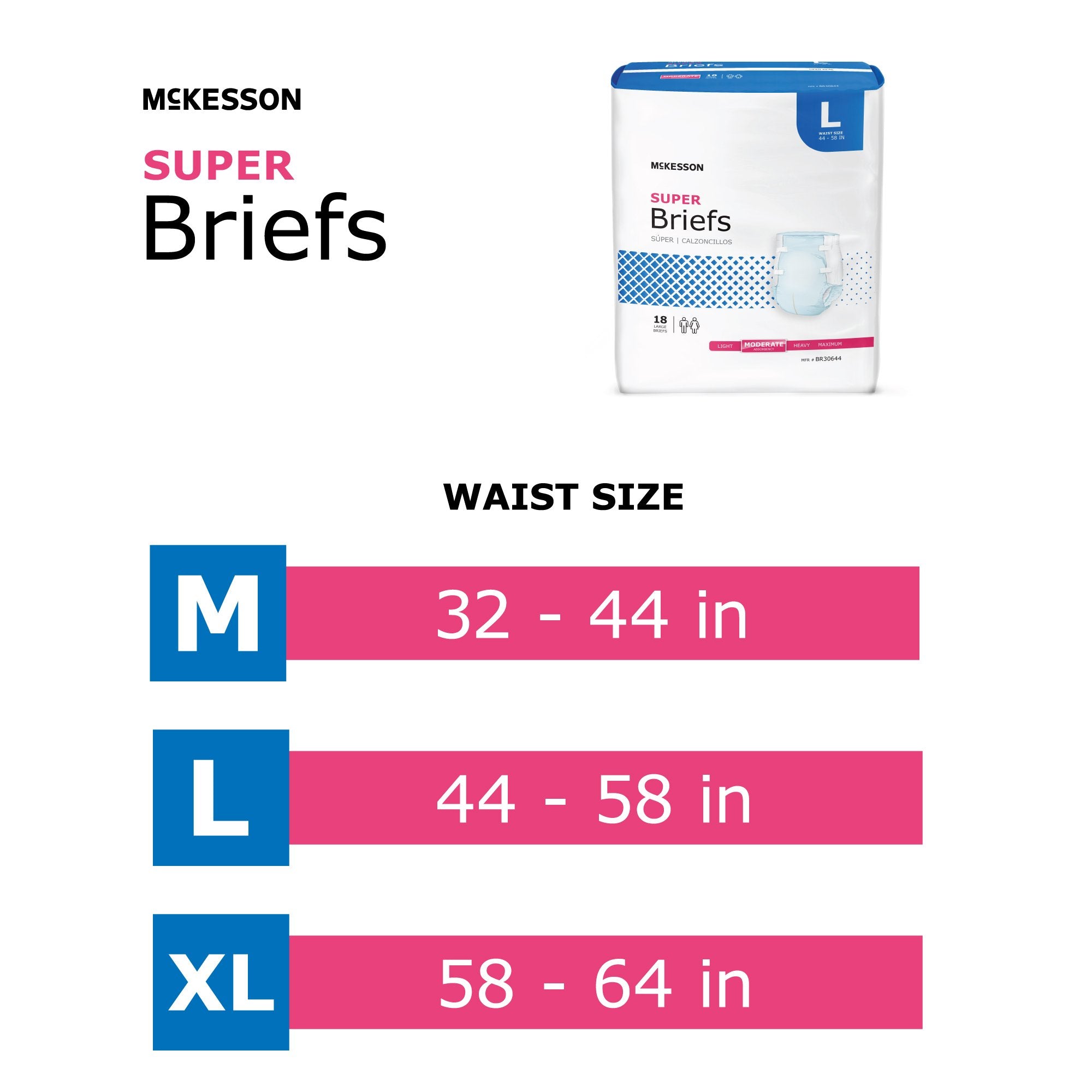 McKesson Super Moderate Absorbency Incontinence Briefs, Medium BR30643
