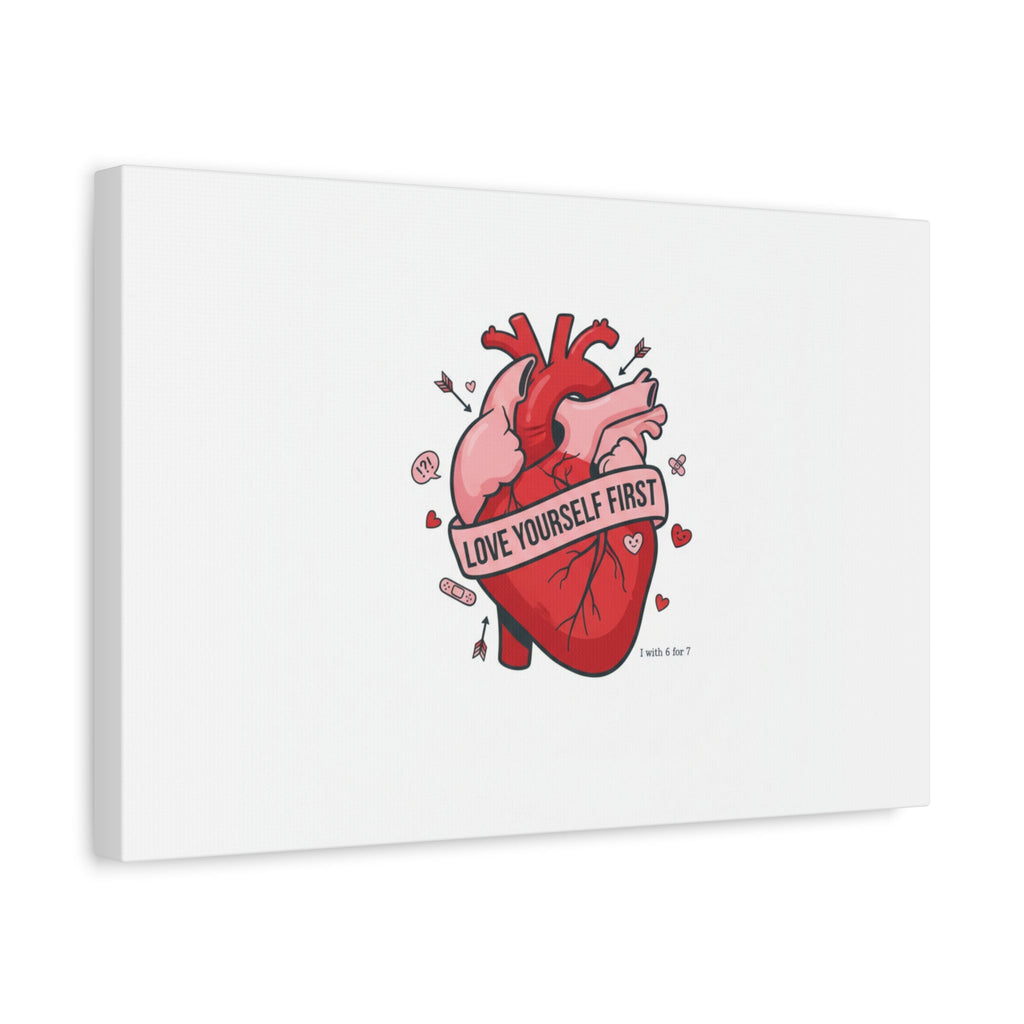 Love Yourself First Canvas, Hearts-with-a-Twist, Anti-Valentine Art