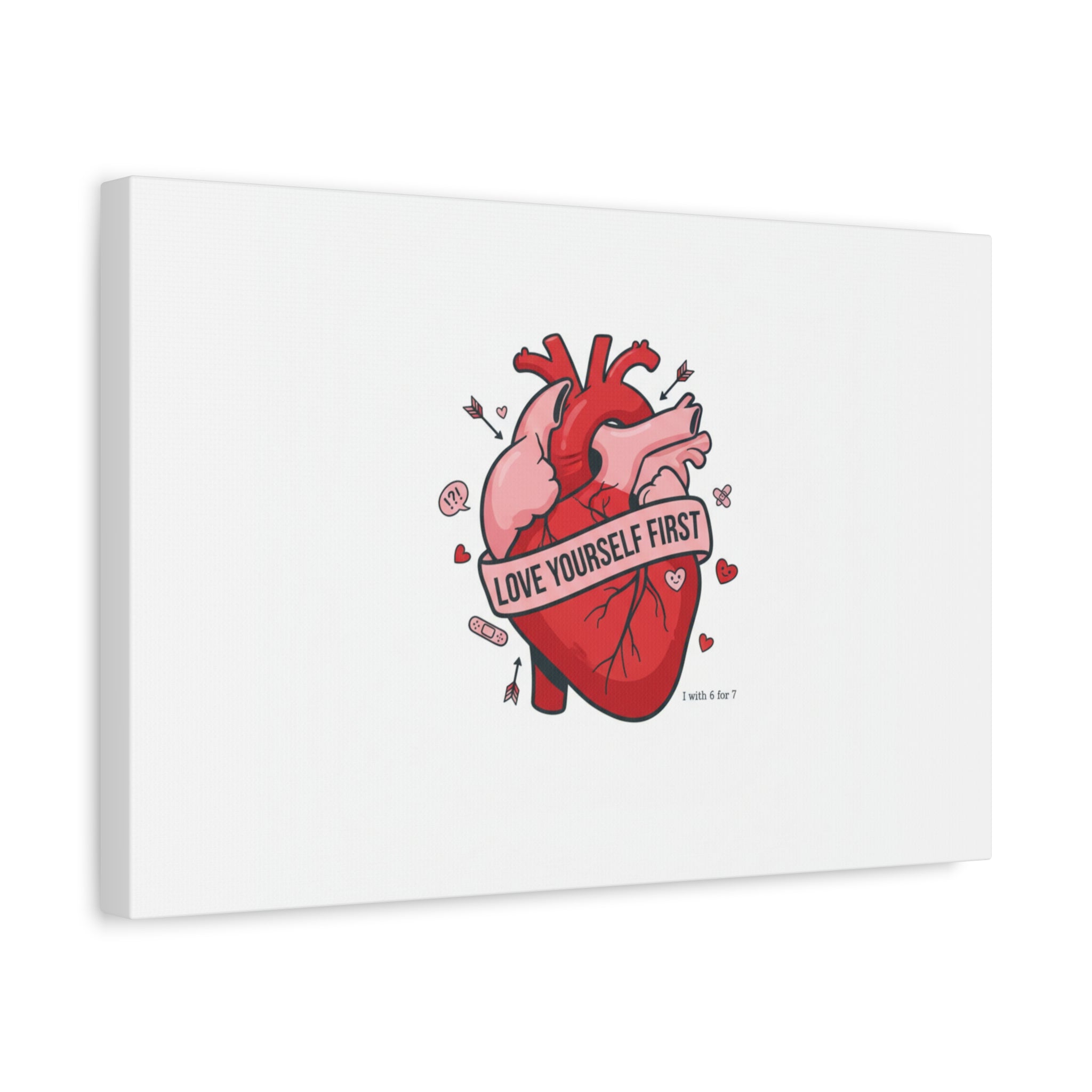Love Yourself First Canvas, Hearts-with-a-Twist, Anti-Valentine Art