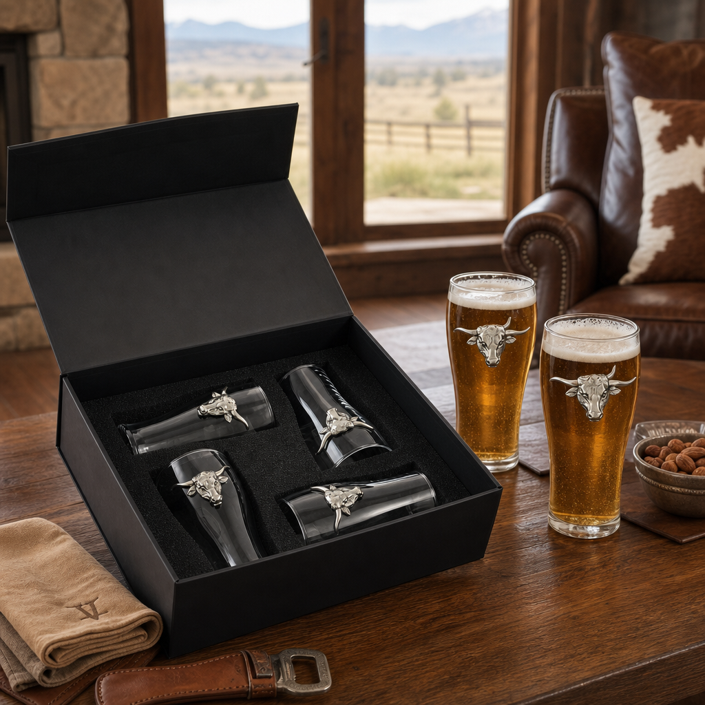 Longhorn Beer Pint Glasses - Set of 4