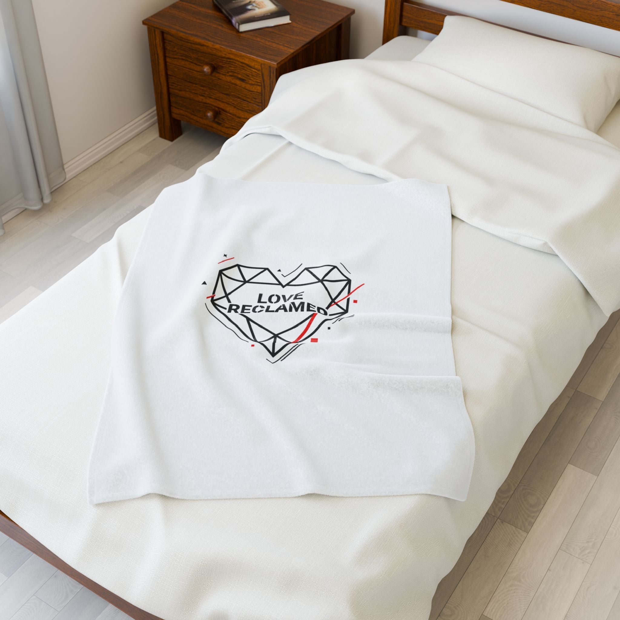 Love Reclaimed Geometric Heart Velveteen Blanket | modern heart, minimalist love icon