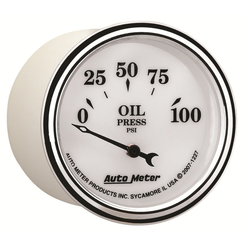 AutoMeter Gauge Oil Press 2-1/16in. 100PSI Elec Old Tyme White II 1227