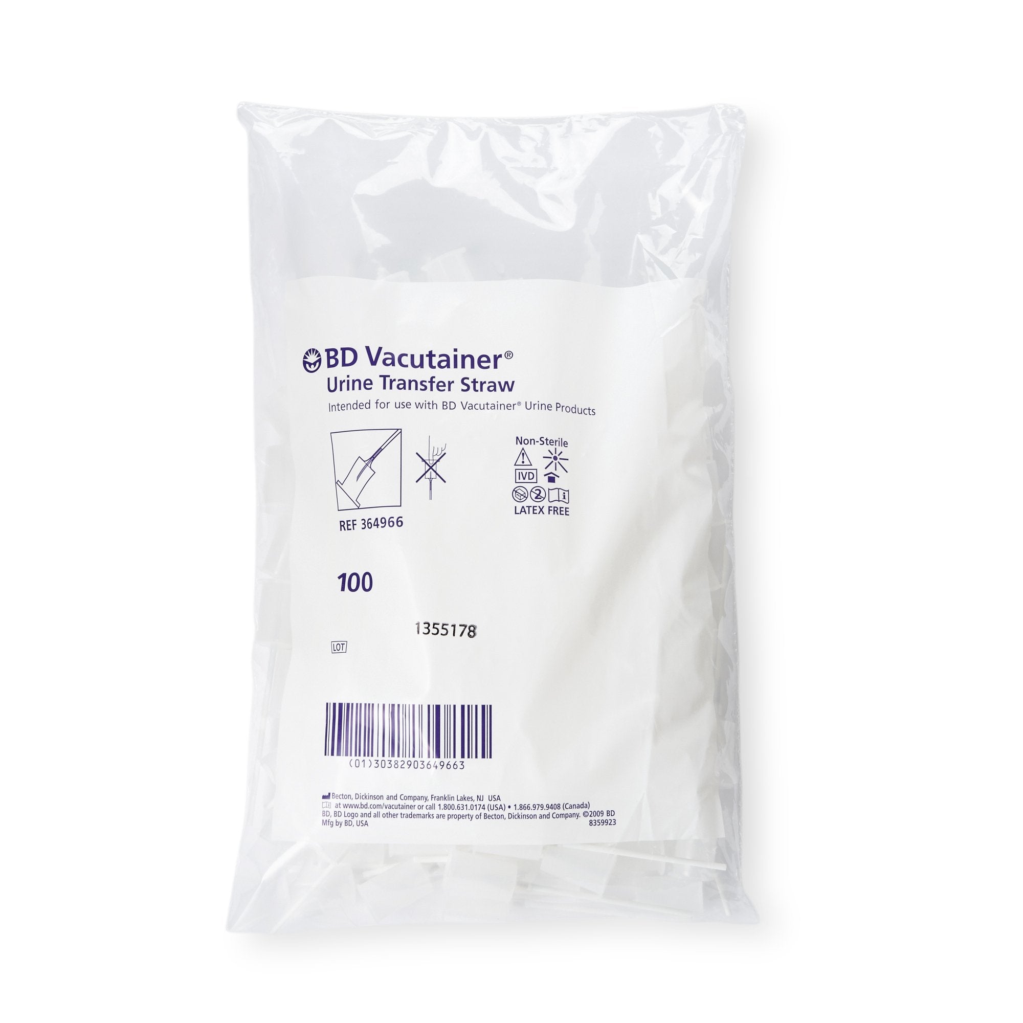 Urine Transfer Straw Vacutainer® For BD Vacutainer® Urine Collection System 364966