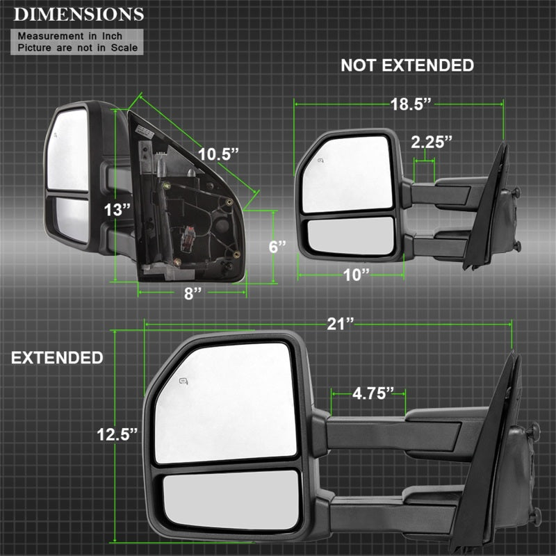 SPYDER xTune 15-17 Ford F-150 Heated Telescoping Mirrors (Pair) (MIR-FF15015-G4-PWH-SET) 9943058