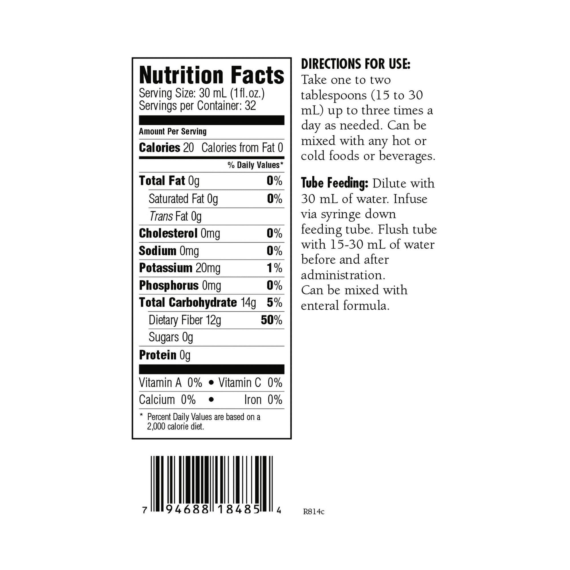 HyFiber® Citrus Flavor Liquid Fiber with FOS, 32-ounce bottle 18485
