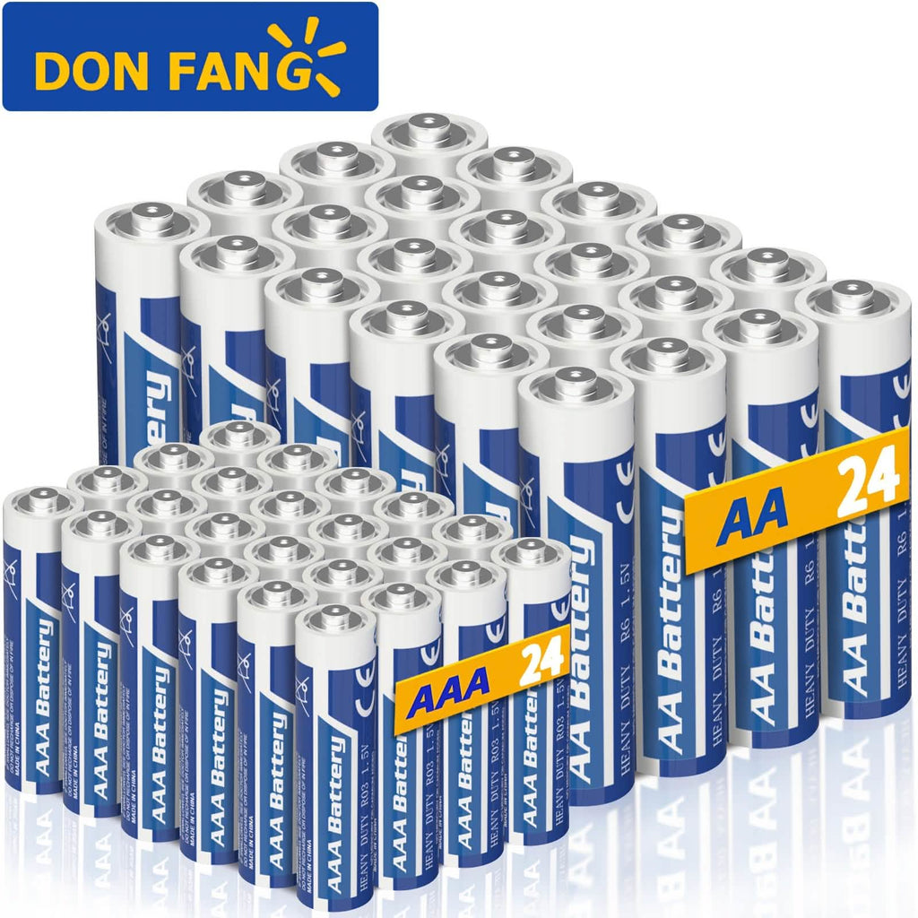 48 - Pack: AA + AAA Carbon Battery Combo – 1.5V, Non - Rechargeable - PhishStones Products