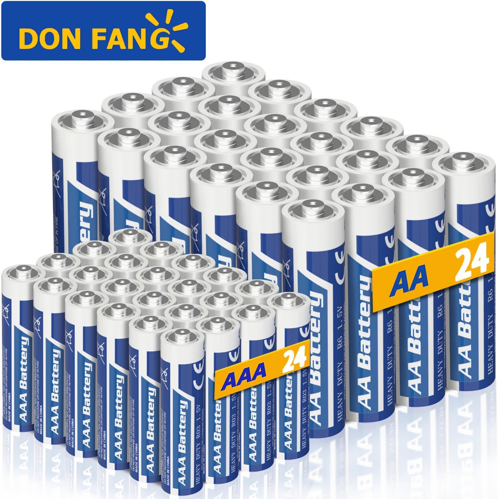 48 - Pack: AA + AAA Carbon Battery Combo – 1.5V, Non - Rechargeable - PhishStones Products