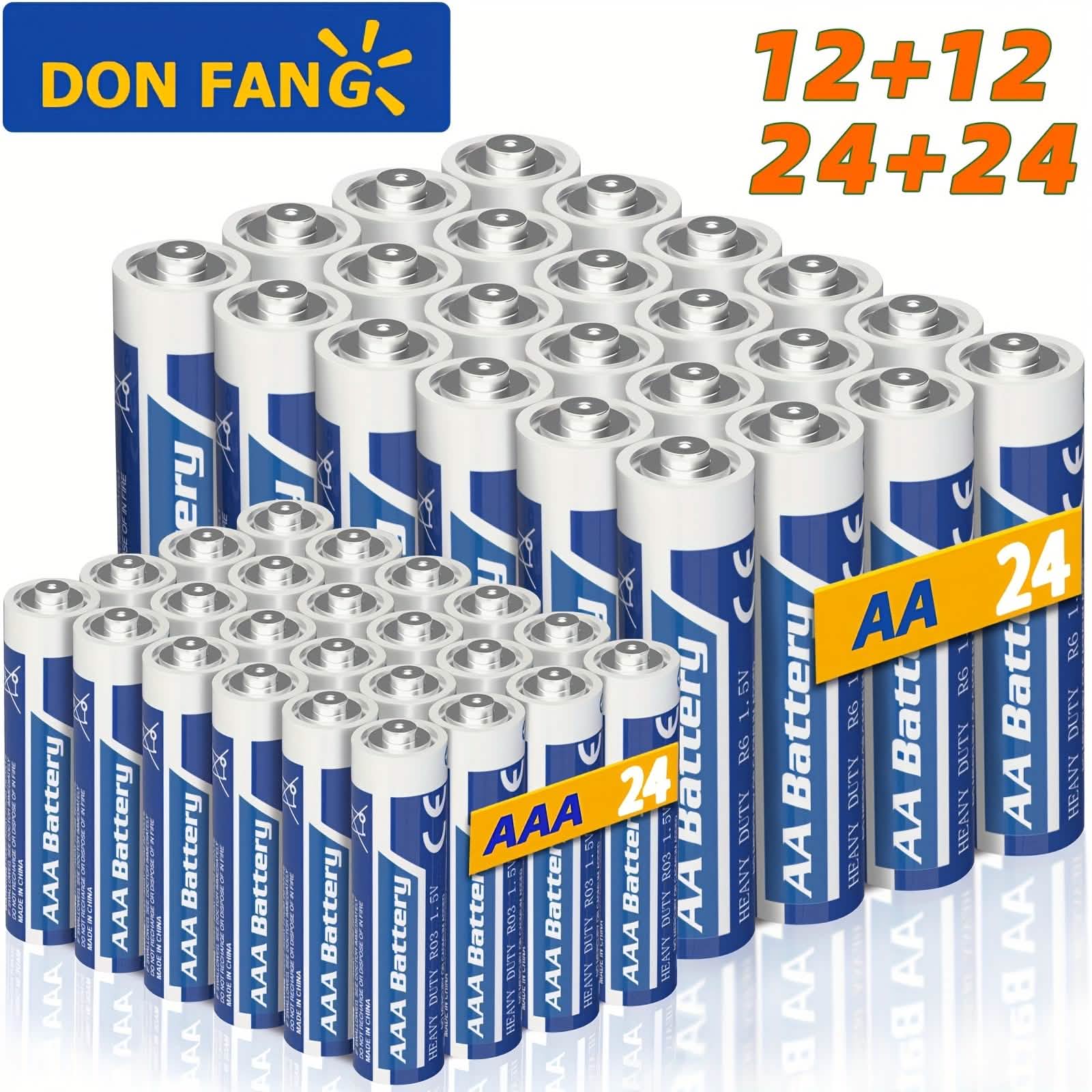48 - Pack: AA + AAA Carbon Battery Combo – 1.5V, Non - Rechargeable - PhishStones Products