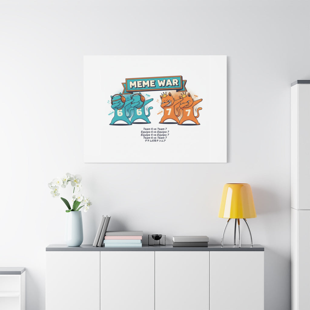 Meme War: Six vs. Seven Canvas Wall Art