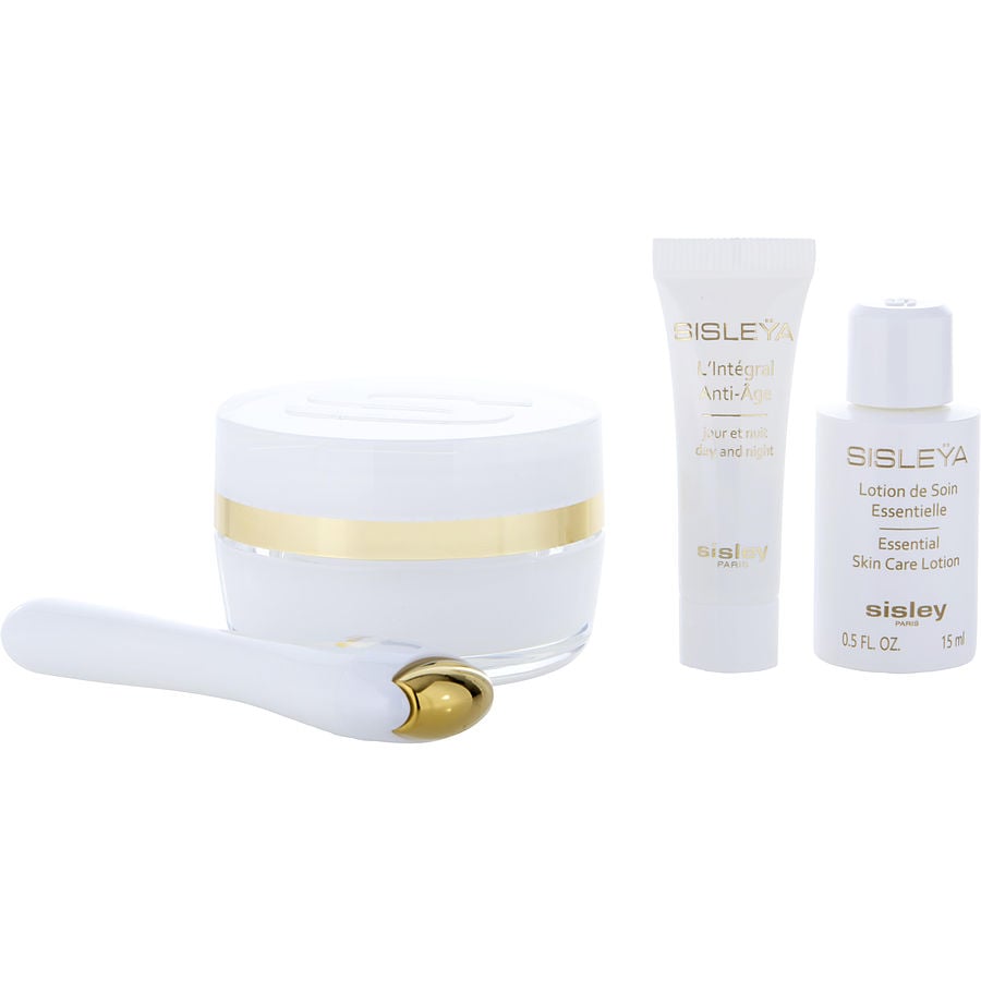 Sisleya L'integral Anti-age Eye And Lip Contour Cream Discovery Set: Sisleya L'integral Anti-age Eye And Lip Contour Cream 15ml +  Sisleya Essential Skin Care Lotion 15ml + L'integral Anti-age 4ml + Massage Tool --4pcs