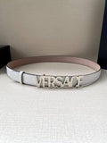 Versace Women's Leather Logo Decorated Buckle Belt