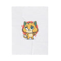 Cute Cheeky Cat Illustration Velveteen Plush Blanket | Rodent-Core Vibe