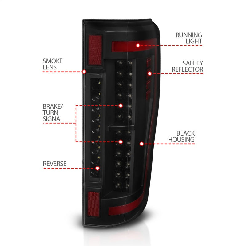 Anzo Ford F-250/350/450/550 Super Duty 17-18 L.E.D Tail Lights Smoke