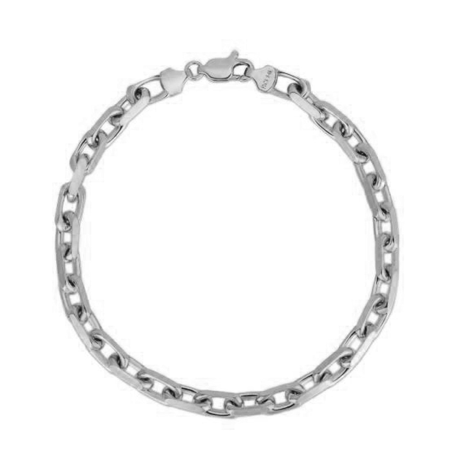 4.8mm 14k White Gold French Cable Chain Bracelet - PhishStones Products