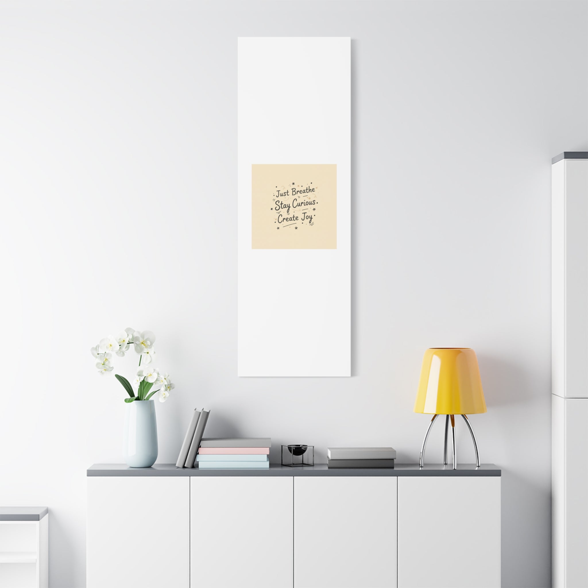 Just Breathe Stay Curious Create Joy Canvas | Messy Handwritten Typography, Doodle Text Art