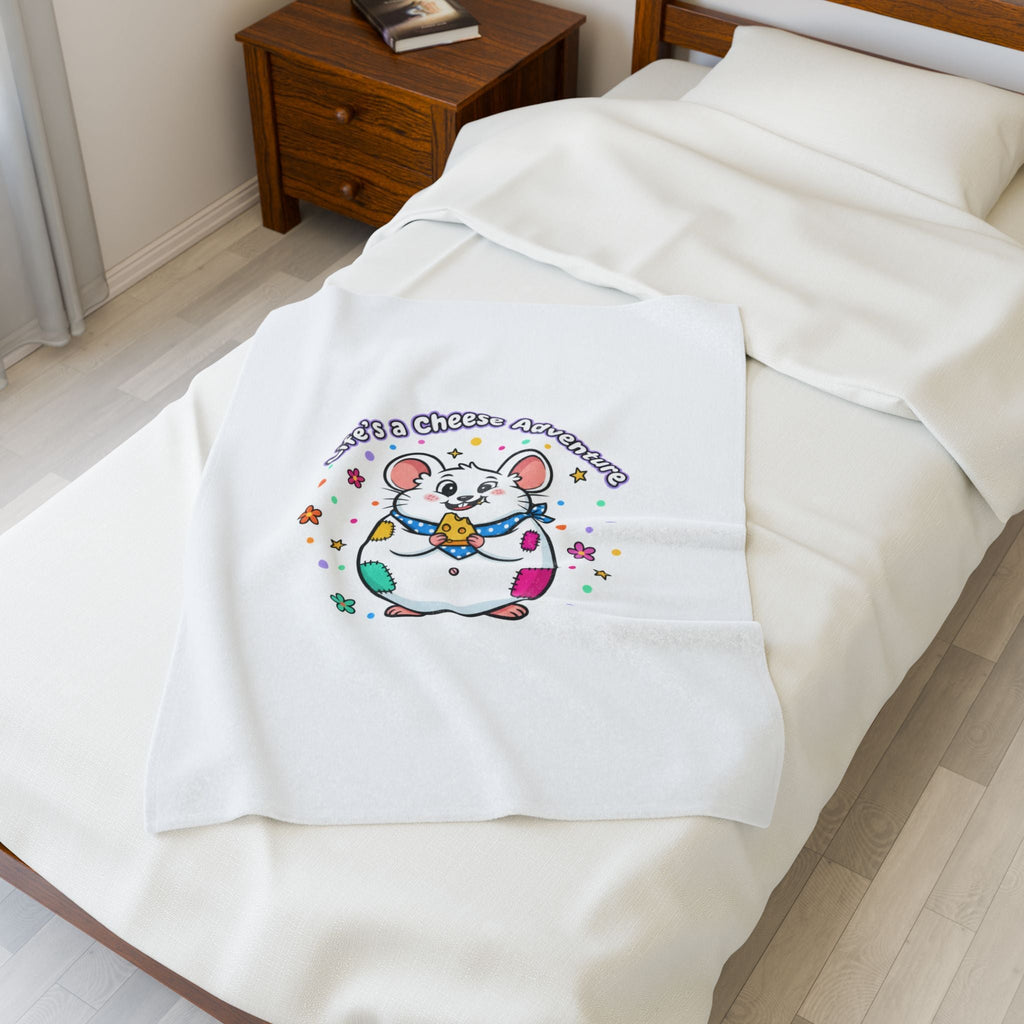 Life's a Cheese Adventure Velveteen Blanket | Rodent-Core, Cute Rat Art
