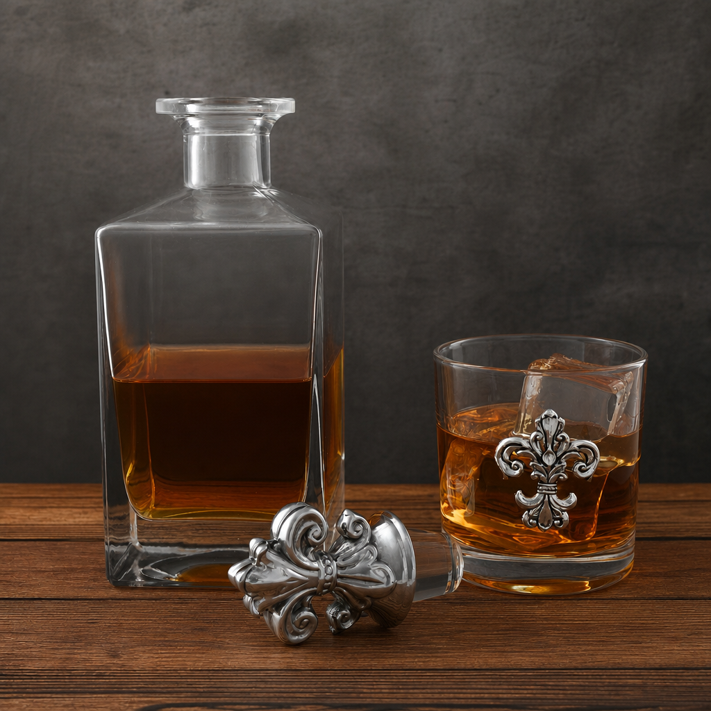 Fleur-de-lis Decanter Set with Glasses