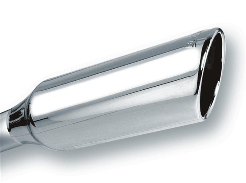 Borla 2.25in Inlet 4in Round Rolled Angle Cut x 12in Long Embossed Exhaust Tip 20245