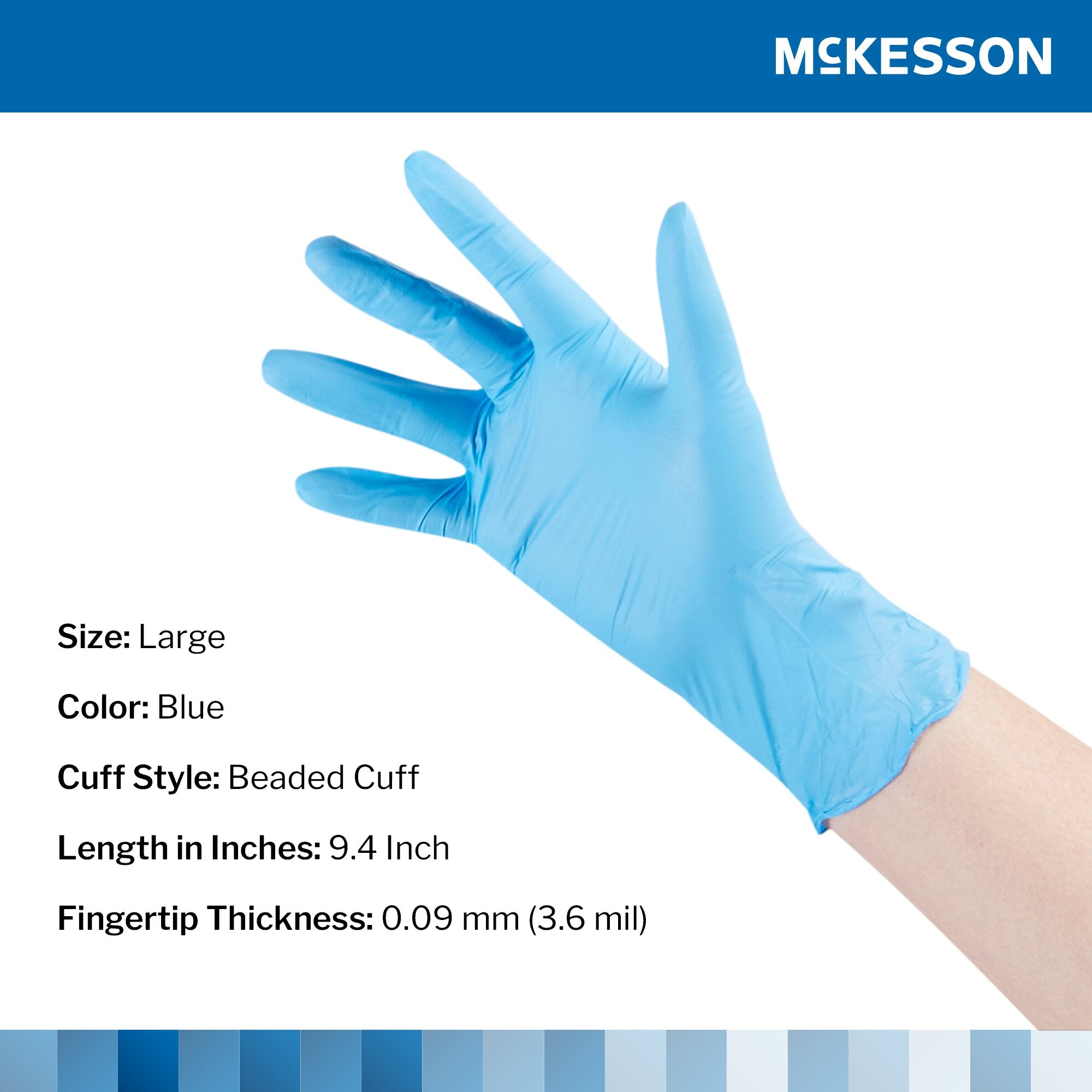 McKesson Confiderm® 3.8 Nitrile Exam Glove, Large, Blue 14-688