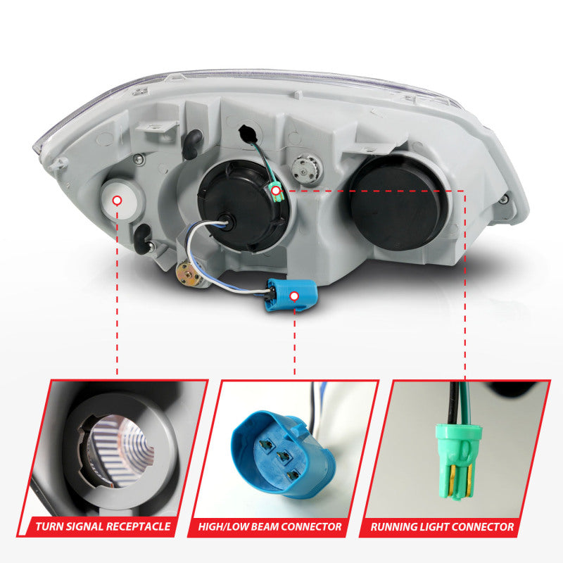 ANZO 05-10 Chevrolet Cobalt / 07-10 Pontiac G5 LED Projector Headlights Black Housing 121576