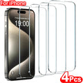 4Pcs Tempered Glass For iPhone 16 15 14 13 12 11 Pro Max