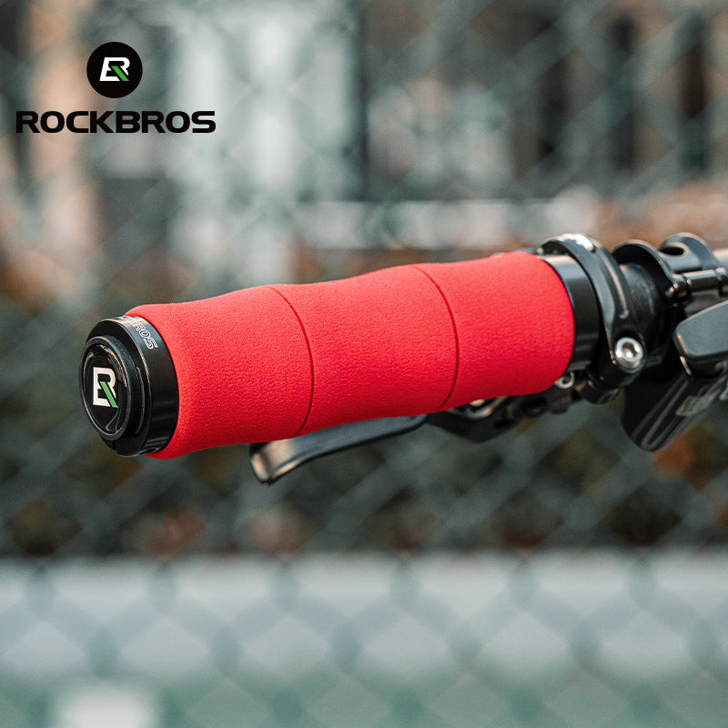 ROCKBROS Bike Grips Shock Absorption Foam Bike Handle Grips Soft Comfortable Non-Slip Double Locked on