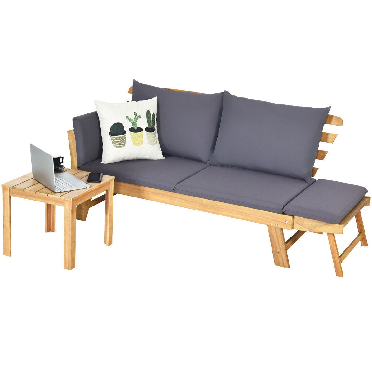 Adjustable Patio Convertible Sofa with Thick Cushion