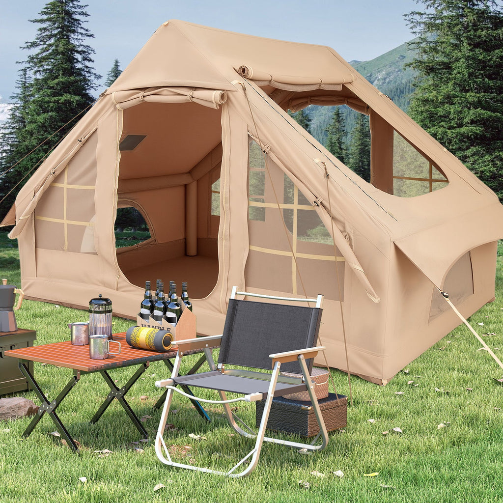 4-6 People Inflatable Camping Tent with 4 Mesh Screen Windows and 2 Doors