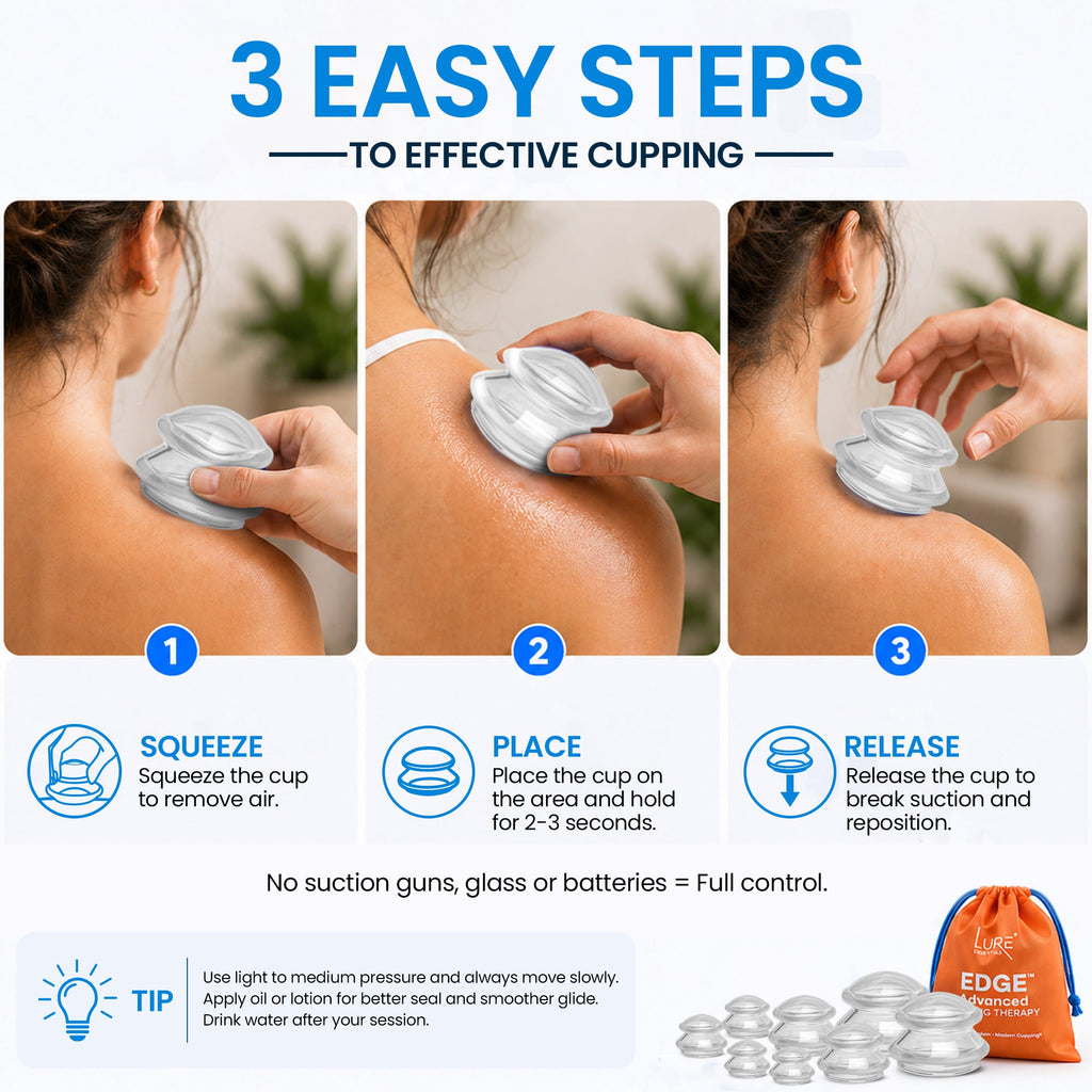 EDGE™ Cupping Set Clear, 8 Cups (2L, 2M, 4S)