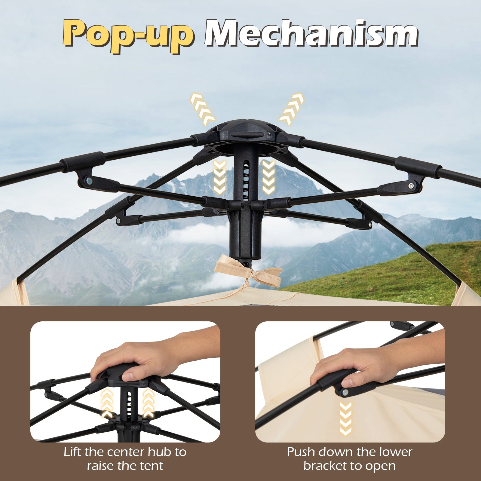 4 Person Camping Tent Portable Automatic Easy Setup with Rainfly and 2 Doors