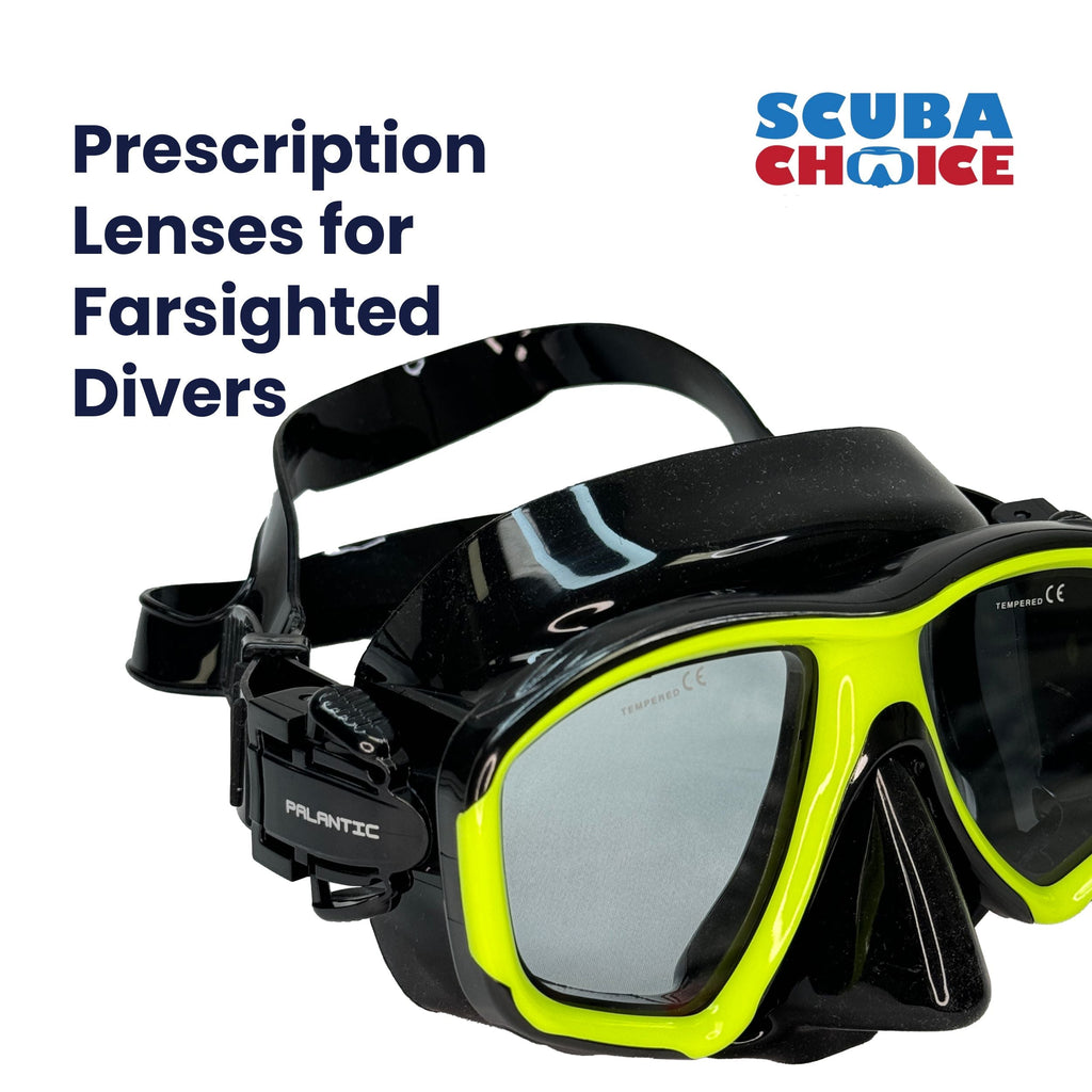 Palantic M36 Solid Neon Yellow/Black Silicone RX Farsighted Gauge Reader Lenses Dive/Snorkeling Mask