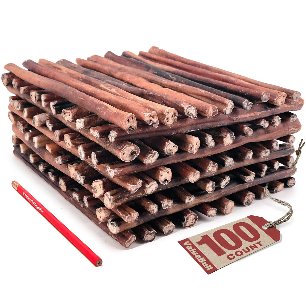 ValueBull Bully Sticks for Large Dogs, Thick 12 Inch, 100 Count