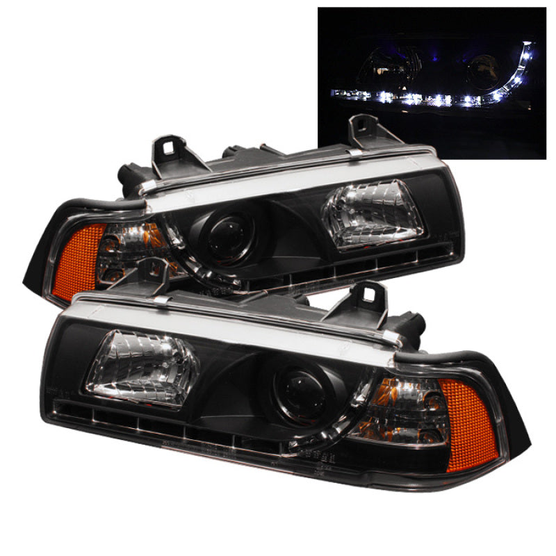SPYDER BMW E36 3-Series 92-98 2DR Projector Headlights 1PC DRL Blk PRO-YD-BMWE36-2D-DRL-BK 5008749